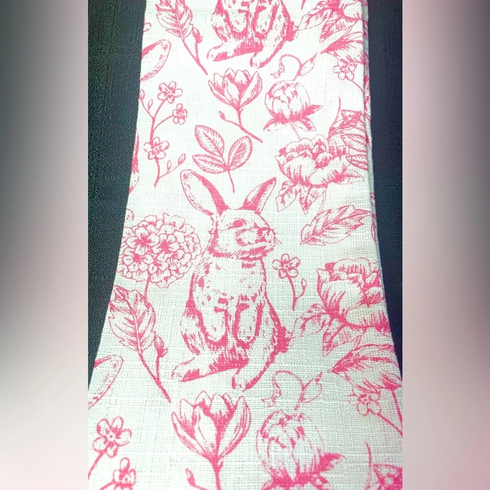 4-pc Spring Easter Bunny Rabbit Kitchen Towel Set Pink Blue Garden Flowers NWT